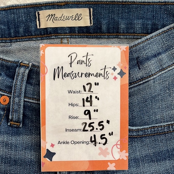 Madewell Skinny Crop Jeans Sz 24 w/Raw Hem - Picture 7 of 7